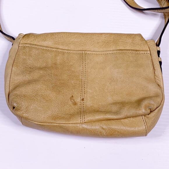 Aimee Kestenberg Leather Crossbody Bag Cream Beige Flap Small 9x6" Boho Tan - Picture 4 of 8